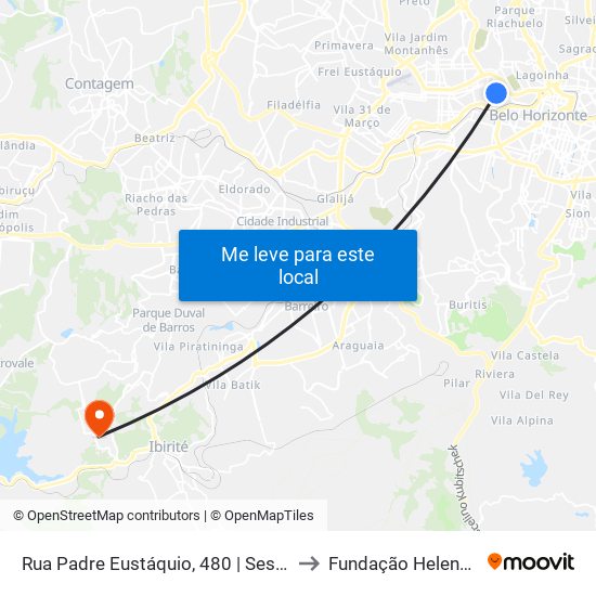 Rua Padre Eustáquio, 480 | Sesc Carlos Prates to Fundação Helena Antipoff map