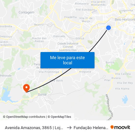 Avenida Amazonas, 3865 | Lojas De Veículos to Fundação Helena Antipoff map