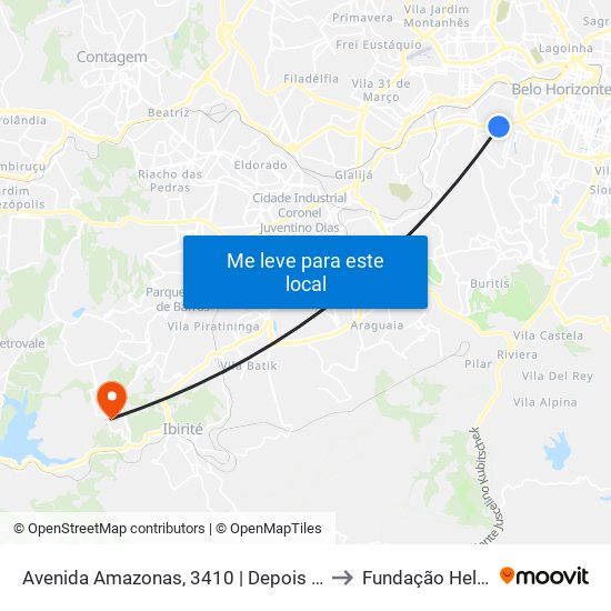 Avenida Amazonas, 3410 | Depois Da Esquina Com Rua Turfa to Fundação Helena Antipoff map