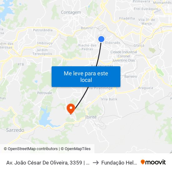 Av. João César De Oliveira, 3359 | Caixa Econômica Federal to Fundação Helena Antipoff map