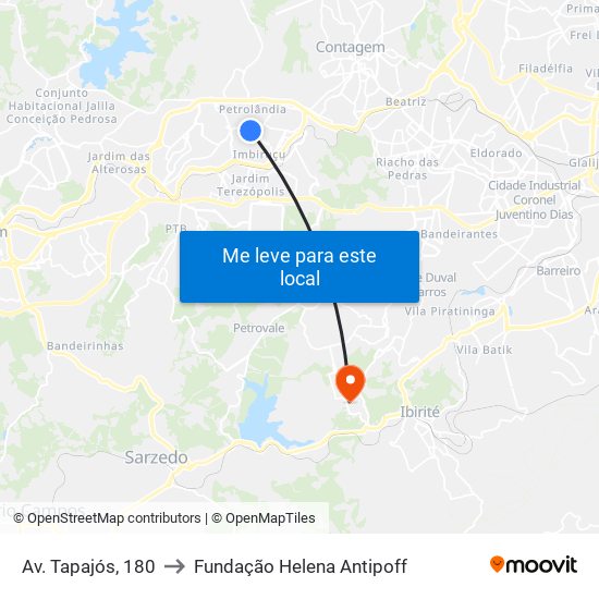 Av. Tapajós, 180 to Fundação Helena Antipoff map