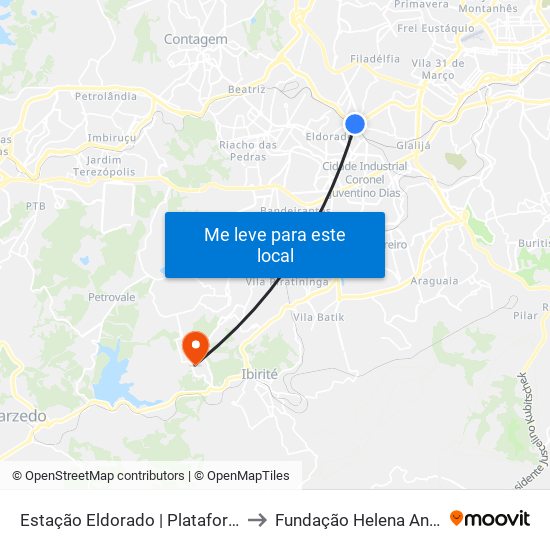 Estação Eldorado | Plataforma A1 to Fundação Helena Antipoff map