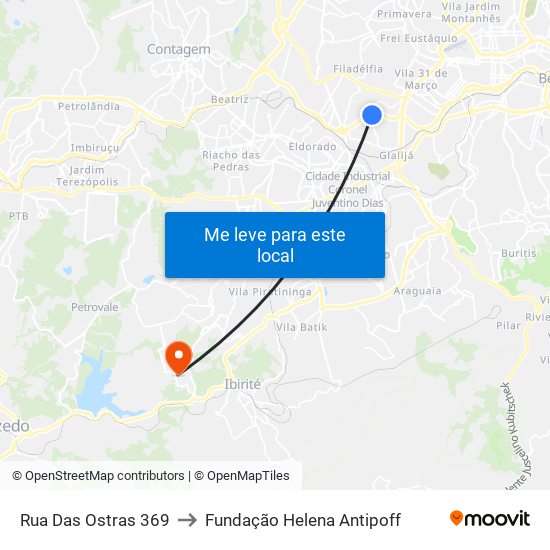 Rua Das Ostras 369 to Fundação Helena Antipoff map