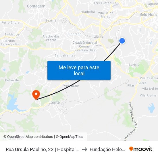 Rua Úrsula Paulino, 22 | Hospital Espírita André Luiz to Fundação Helena Antipoff map