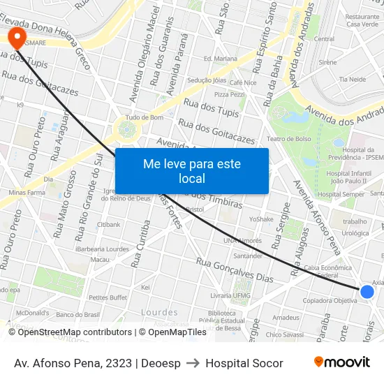 Av. Afonso Pena, 2323 | Deoesp to Hospital Socor map