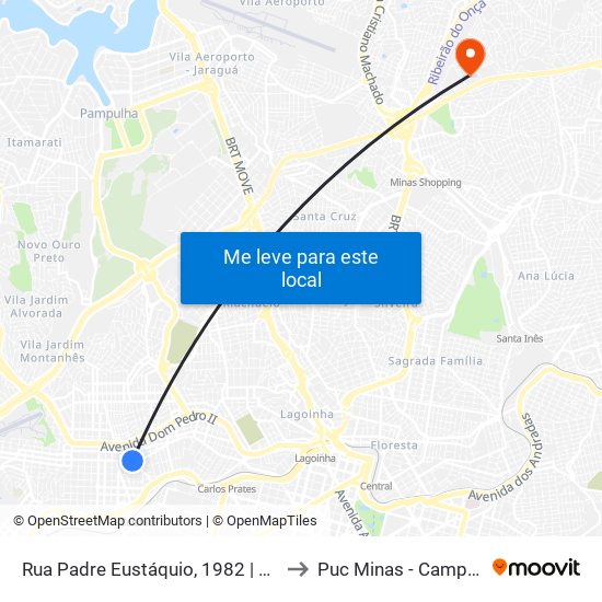 Rua Padre Eustáquio, 1982 | Pam Padre Eustáquio to Puc Minas - Campus São Gabriel map