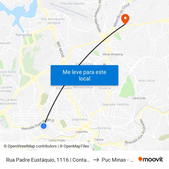 Rua Padre Eustáquio, 1116 | Contaexata E Oposto A Padaria Pão & Mantimentos to Puc Minas - Campus São Gabriel map