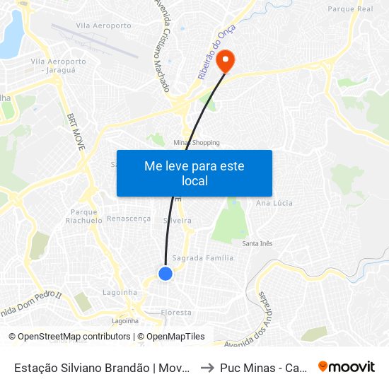 Estação Silviano Brandão | Move Metropolitano - Sentido Bairro to Puc Minas - Campus São Gabriel map