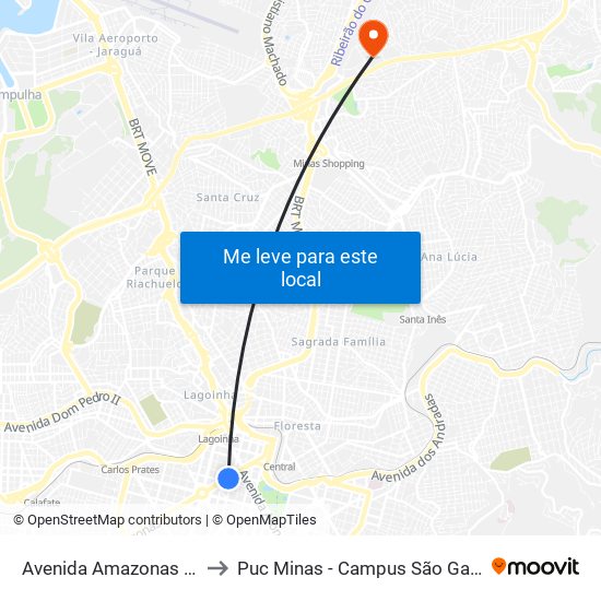 Avenida Amazonas 687 to Puc Minas - Campus São Gabriel map