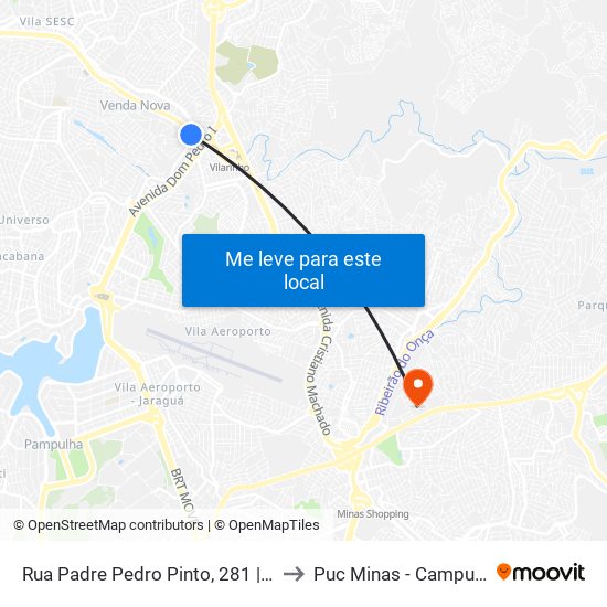 Rua Padre Pedro Pinto, 281 | Antes Do Life Plus to Puc Minas - Campus São Gabriel map