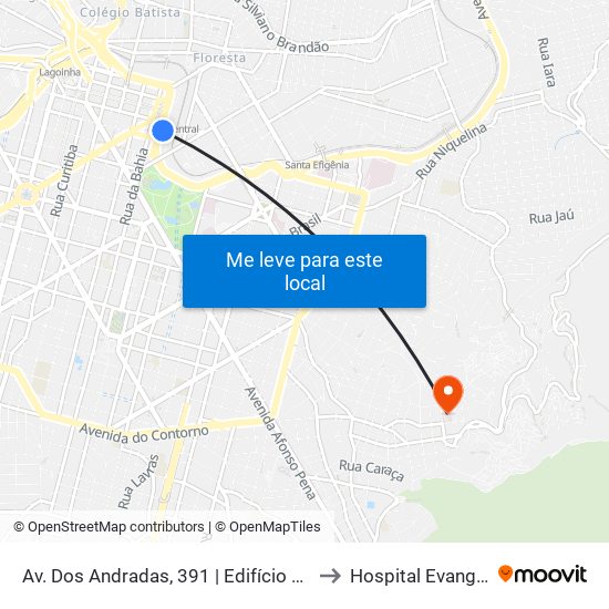 Av. Dos Andradas, 391 | Edifício Central 2 to Hospital Evangélico map