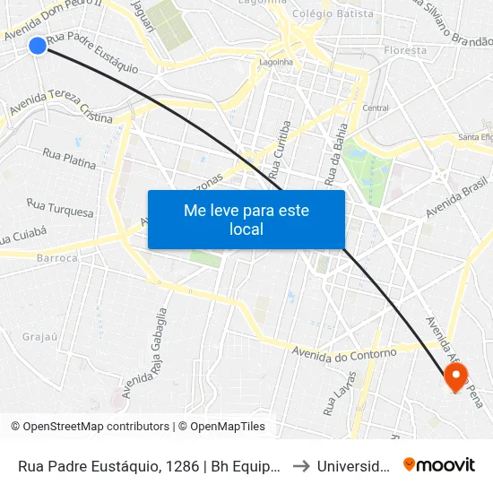 Rua Padre Eustáquio, 1286 | Bh Equipamentos/Francisco's Sorveteria to Universidade Fumec map