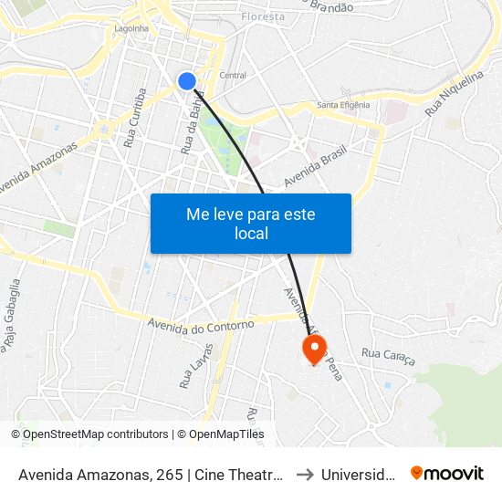 Avenida Amazonas, 265 | Cine Theatro Brasil 3 (Depois Da Praça 7) to Universidade Fumec map