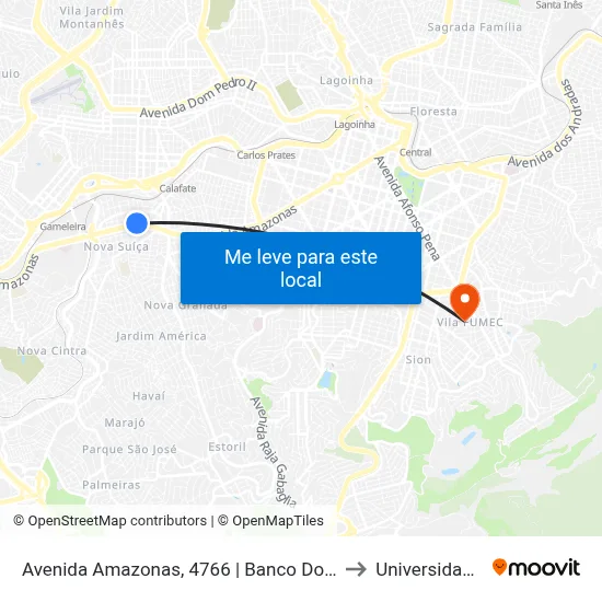 Avenida Amazonas, 4766 | Banco Do Brasil/Drogaria Araújo to Universidade Fumec map