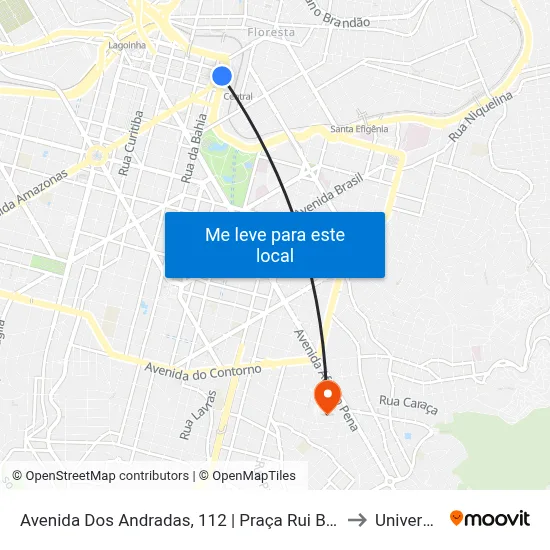 Avenida Dos Andradas, 112 | Praça Rui Barbosa Depois Da Guaicurus Oposto A Praça Da Estação to Universidade Fumec map