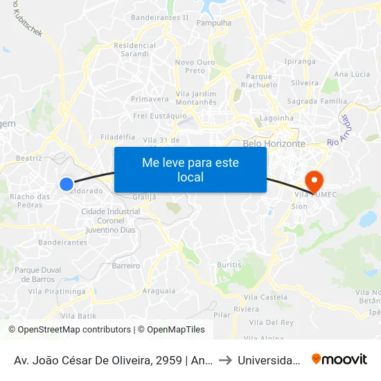 Av. João César De Oliveira, 2959 | Antes Do Antigo Iria Diniz to Universidade Fumec map