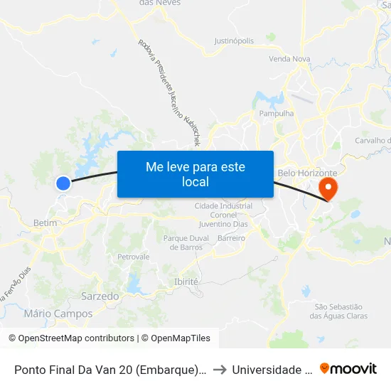 Ponto Final Da Van 20 (Embarque) | Rua 21, 264 to Universidade Fumec map