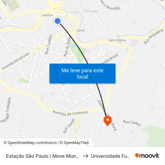 Estação São Paulo | Move Municipal to Universidade Fumec map