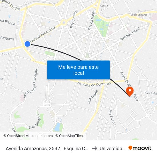 Avenida Amazonas, 2532 | Esquina Com Rua Tenente Brito Melo to Universidade Fumec map