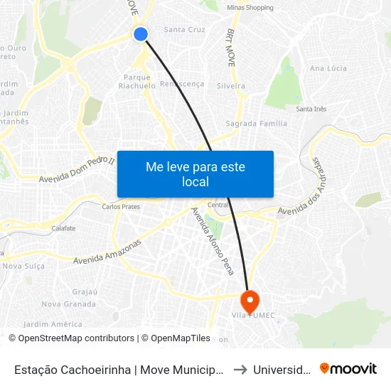 Estação Cachoeirinha | Move Municipal - Plataforma B2 - Sentido Bairro to Universidade Fumec map