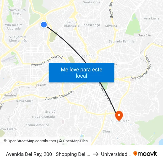 Avenida Del Rey, 200 | Shopping Del Rey (Acesso Piso G3) to Universidade Fumec map