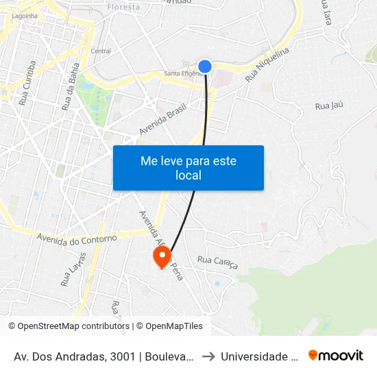 Av. Dos Andradas, 3001 | Boulevard Shopping to Universidade Fumec map