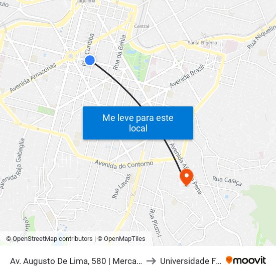 Av. Augusto De Lima, 580 | Mercado Central to Universidade Fumec map