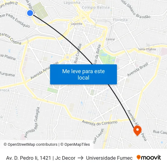 Av. D. Pedro Ii, 1421 | Jc Decor to Universidade Fumec map