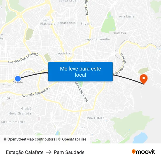 Estação Calafate to Pam Saudade map