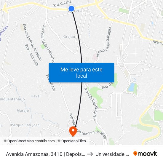 Avenida Amazonas, 3410 | Depois Da Esquina Com Rua Turfa to Universidade Newton Paiva map