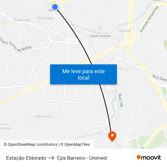 Estação Eldorado to Cps Barreiro - Unimed map