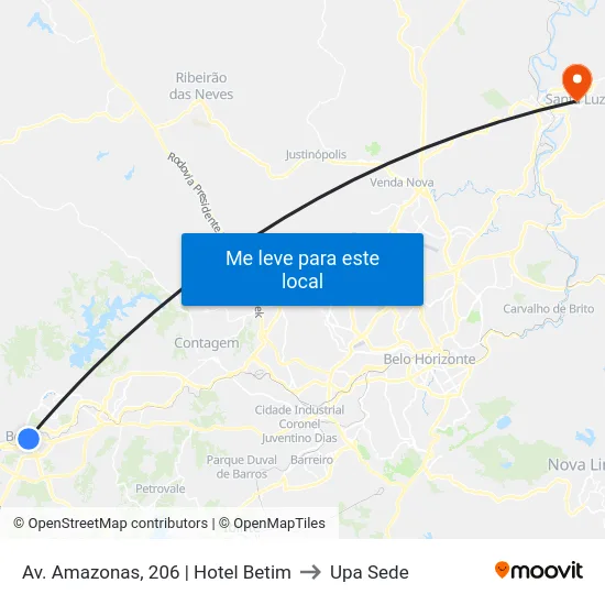 Av. Amazonas, 206 | Hotel Betim to Upa Sede map