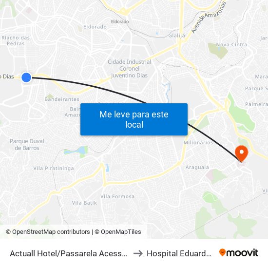 Actuall Hotel/Passarela Acesso Carrefour Contagem to Hospital Eduardo De Menezes map