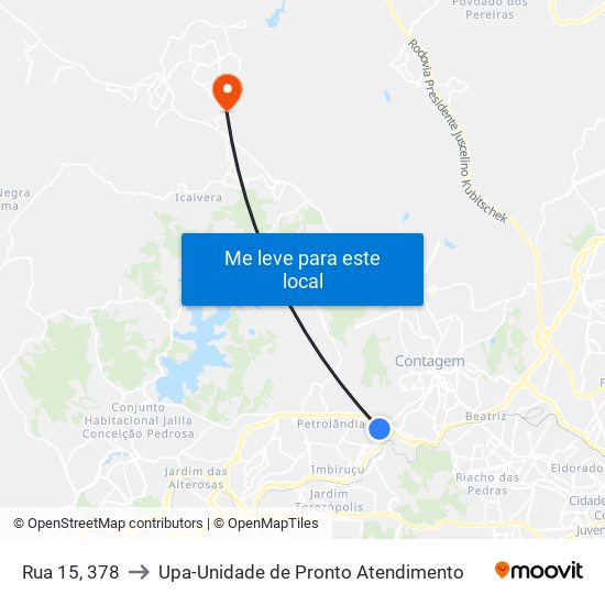 Rua 15, 378 to Upa-Unidade de Pronto Atendimento map