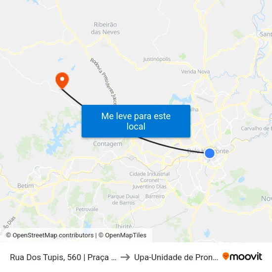 Rua Dos Tupis, 560 | Praça Primeiro De Maio 2 to Upa-Unidade de Pronto Atendimento map
