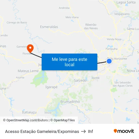 Acesso Estação Gameleira/Expominas to Ihf map