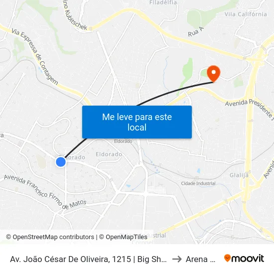 Av. João César De Oliveira, 1215 | Big Shopping to Arena Mrv map