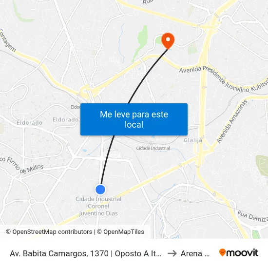 Av. Babita Camargos, 1370 | Oposto A Itambé to Arena Mrv map