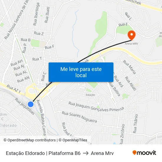 Estação Eldorado | Plataforma B6 to Arena Mrv map