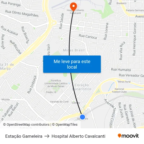 Estação Gameleira to Hospital Alberto Cavalcanti map