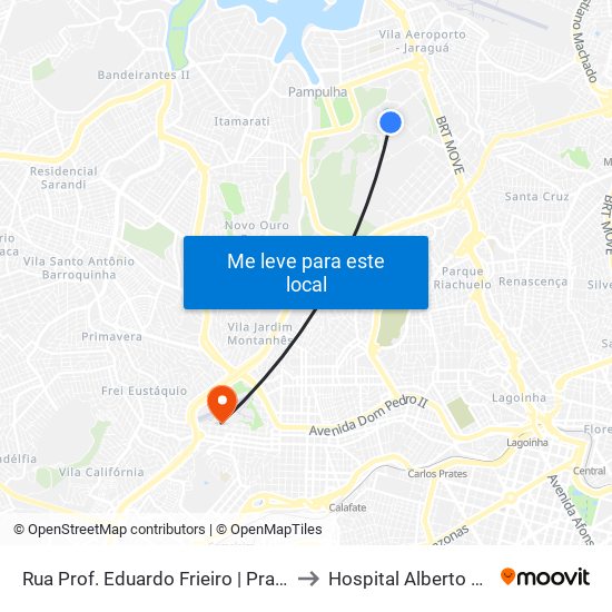 Rua Prof. Eduardo Frieiro | Praça De Serviços to Hospital Alberto Cavalcanti map