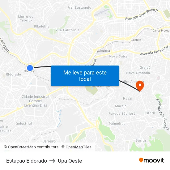 Estação Eldorado to Upa Oeste map