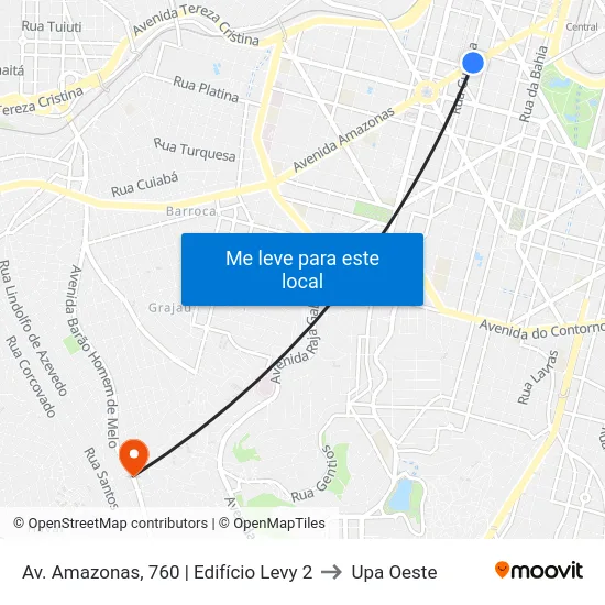 Av. Amazonas, 760 | Edifício Levy 2 to Upa Oeste map