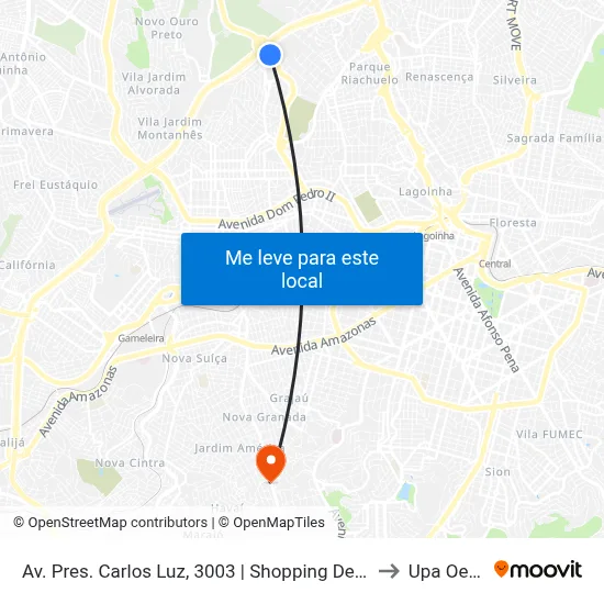 Av. Pres. Carlos Luz, 3003 | Shopping Del Rey 1 to Upa Oeste map