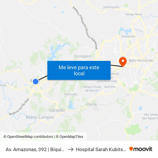 Av. Amazonas, 392 | Biquinha A to Hospital Sarah Kubitschek map