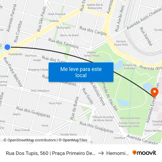 Rua Dos Tupis, 560 | Praça Primeiro De Maio 2 to Hemominas map