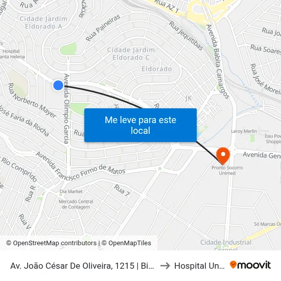 Av. João César De Oliveira, 1215 | Big Shopping to Hospital Unimed map