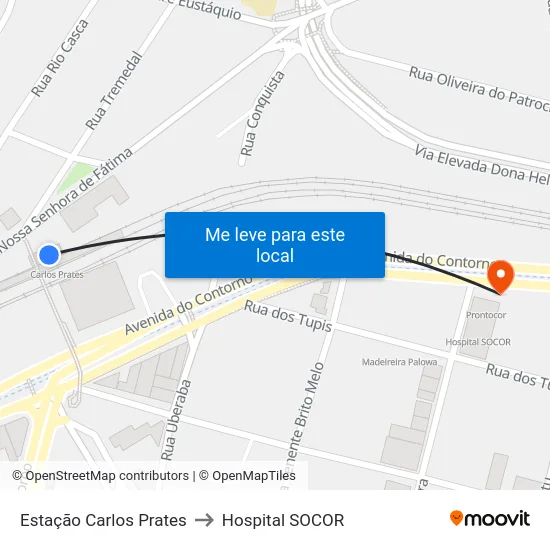 Estação Carlos Prates to Hospital SOCOR map