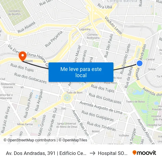 Av. Dos Andradas, 391 | Edifício Central 2 to Hospital SOCOR map