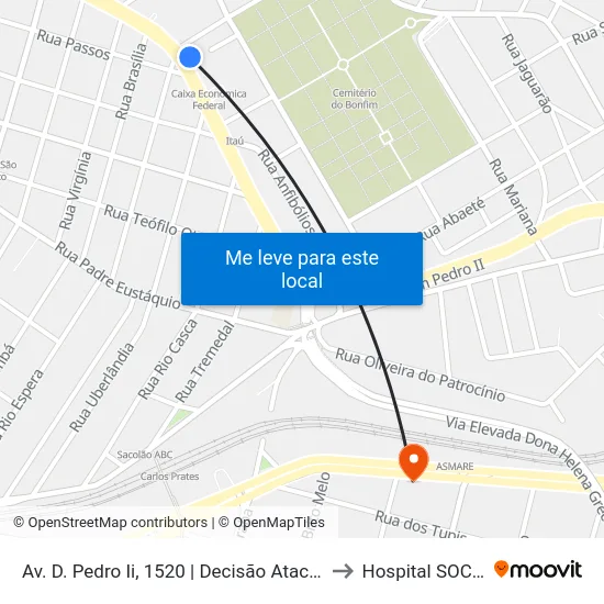 Av. D. Pedro Ii, 1520 | Decisão Atacarejo to Hospital SOCOR map